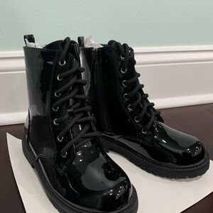 Black Patent Leather Combat Boots